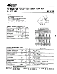 Datasheet DU1215S manufacturer M/A-COM