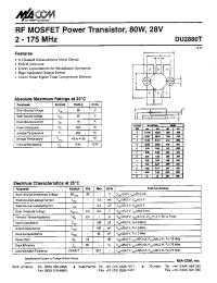 Datasheet DU2880T manufacturer M/A-COM