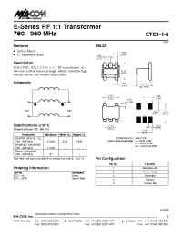 Datasheet ETC1-1-6TR manufacturer M/A-COM