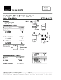 Datasheet ETC4-1-75 manufacturer M/A-COM