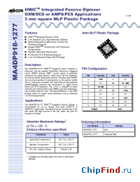Datasheet MA4DP918-1277T manufacturer M/A-COM