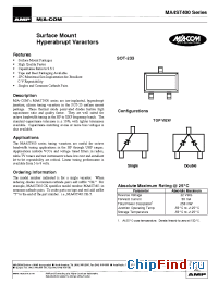 Datasheet MA4ST405CK manufacturer M/A-COM