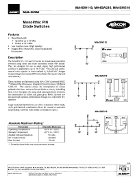 Datasheet MA4SW110 производства M/A-COM