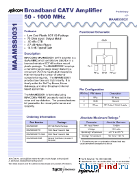 Datasheet MAAMSS0031 manufacturer M/A-COM