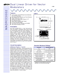 Datasheet MADRCC0002TR manufacturer M/A-COM