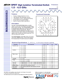 Datasheet MASWSS0063SMB manufacturer M/A-COM