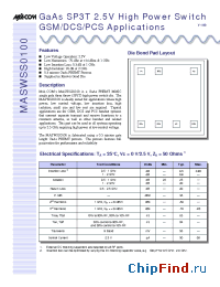 Datasheet MASWSS0100 manufacturer M/A-COM