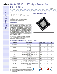 Datasheet MASWSS0118SMB manufacturer M/A-COM