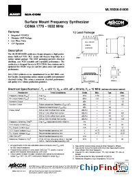 Datasheet MLS9208-01800TR manufacturer M/A-COM