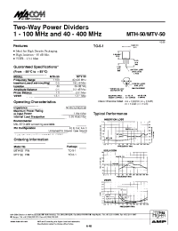 Datasheet MTV-50PIN manufacturer M/A-COM