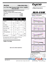 Datasheet PA1216 manufacturer M/A-COM