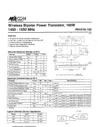 Datasheet PH1516-100 manufacturer M/A-COM