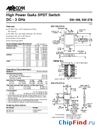 Datasheet SW-106PIN manufacturer M/A-COM