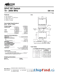 Datasheet SW-114PIN manufacturer M/A-COM