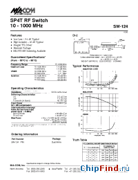 Datasheet SW-124PIN manufacturer M/A-COM