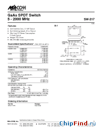 Datasheet SW-217 manufacturer M/A-COM