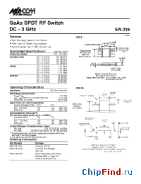 Datasheet SW-219 manufacturer M/A-COM