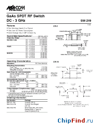 Datasheet SW-219PIN manufacturer M/A-COM