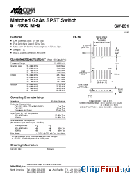 Datasheet SW-231PIN manufacturer M/A-COM