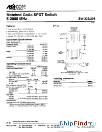 Datasheet SW-233 manufacturer M/A-COM