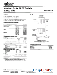 Datasheet SW-233PIN manufacturer M/A-COM