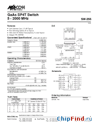 Datasheet SW-255PIN производства M/A-COM