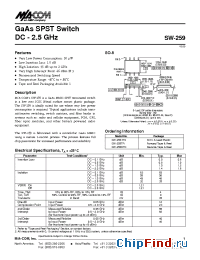 Datasheet SW-259RTR manufacturer M/A-COM