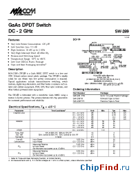 Datasheet SW-289PIN manufacturer M/A-COM
