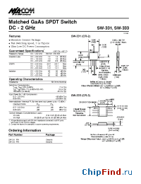 Datasheet SW-331PIN производства M/A-COM