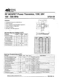 Datasheet UF2815B manufacturer M/A-COM