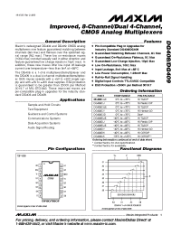 Datasheet DG408A manufacturer MAXIM