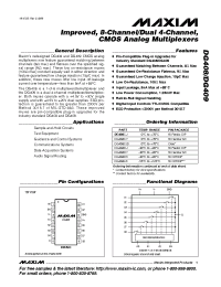 Datasheet DG409DK manufacturer MAXIM