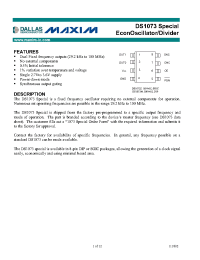 Datasheet DS1073-Special manufacturer MAXIM