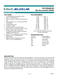 Datasheet DS1220AB-150 производства MAXIM