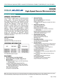 Datasheet DS5250F manufacturer MAXIM
