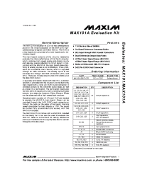 Datasheet MAX101AEVKIT manufacturer MAXIM