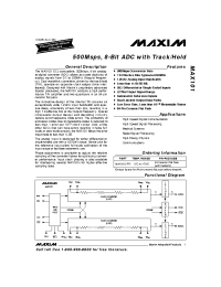Datasheet MAX101CFR manufacturer MAXIM