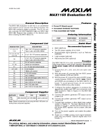 Datasheet MAX1165EVKIT manufacturer MAXIM