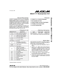 Datasheet MAX117EVKIT-DIP manufacturer MAXIM