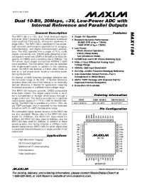 Datasheet MAX1184ECM manufacturer MAXIM