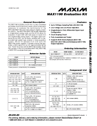 Datasheet MAX1198EVKIT manufacturer MAXIM