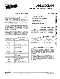 Datasheet MAX1202EVKIT manufacturer MAXIM