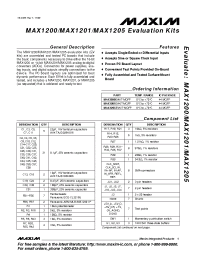 Datasheet MAX1205EVKIT-MQFP manufacturer MAXIM