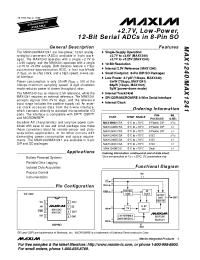 Datasheet MAX1240 manufacturer MAXIM