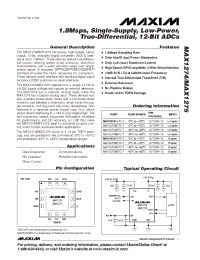 Datasheet MAX1274AETC-T manufacturer MAXIM