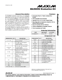Datasheet MAX6952EVKIT manufacturer MAXIM