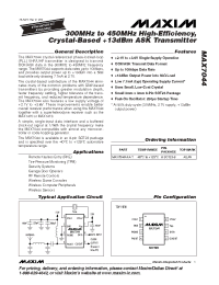 Datasheet MAX7044AKA-T manufacturer MAXIM