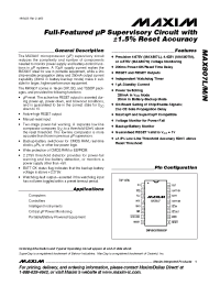 Datasheet MAX807NEUE manufacturer MAXIM