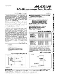 Datasheet MAX809J/L/M/R/S/T/Z manufacturer MAXIM