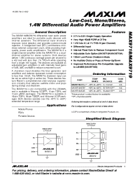 Datasheet MAX9718BETB производства MAXIM